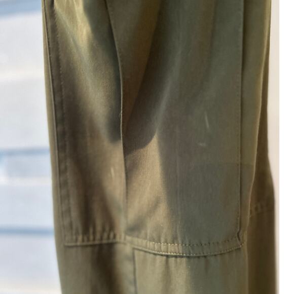 KAREN MILLEN Sleeveless Button Front Collared Olive Green Pleat Pocket Dress 10 - Picture 9 of 9